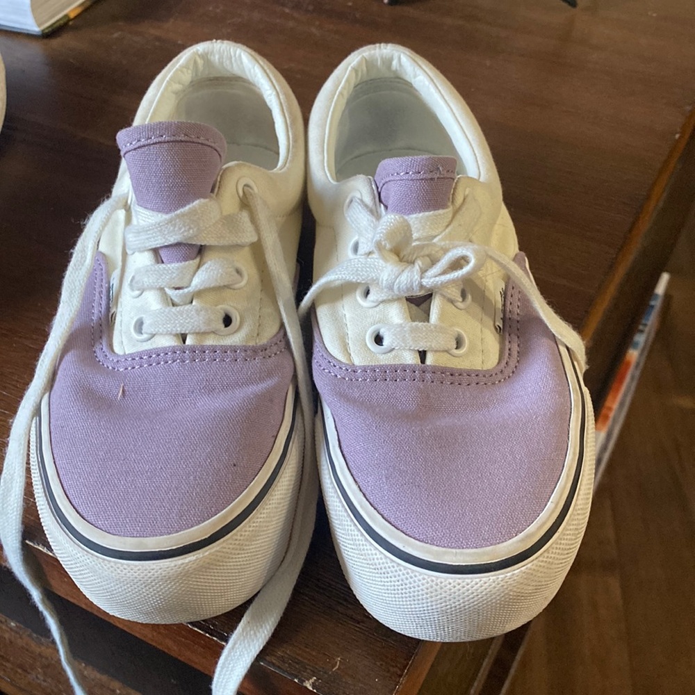 Purple and white Vans